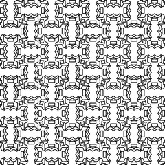 Fototapeta na wymiar Abstract background with figures from lines. black and white pattern for web page, textures, card, poster, fabric, textile. Monochrome graphic repeating design.