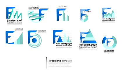 Vector illustration  creativity  set of business and financial logo design  infographic template.icon.chart graph.finance.investment.