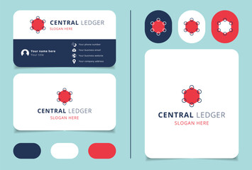 Central ledger logo design with editable slogan. Branding book and business card template.