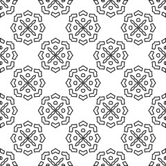 Abstract background with figures from lines. black and white pattern for web page, textures, card, poster, fabric, textile. Monochrome graphic repeating design.