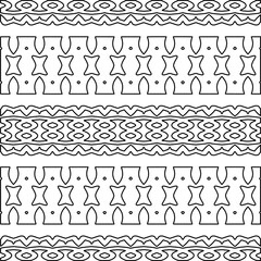 Abstract background with figures from lines. black and white pattern for web page, textures, card, poster, fabric, textile. Monochrome graphic repeating design.