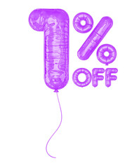 1 percent Sale off Promotion Purple Balloon