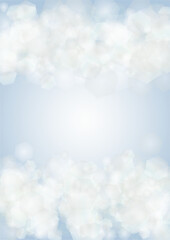 Vector Magical Glowing Background with Silver and Purple Falling Hexagon on Blue. Falling Snow. Glittery Confetti Frame. Christmas and New Year Design. Winter Sky with Bokeh Snowfall.