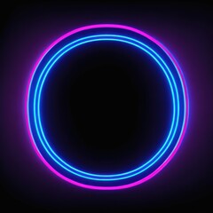 neon lights circle square isolate on black background.generative ai