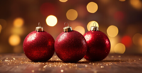 Red Christmas decoration on a bokeh background