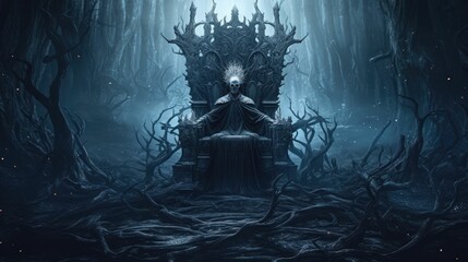 Fototapeta premium the skull king sits on the throne