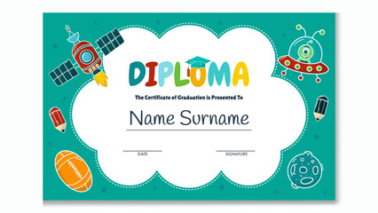 Fun Colorful Kindergarten Certificate Template