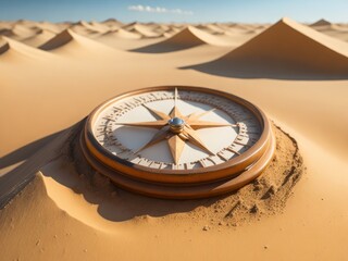 Compass on the sand dunes.generative AI