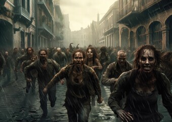 Obraz premium A group of zombies or a crowd of monsters, a horror concept