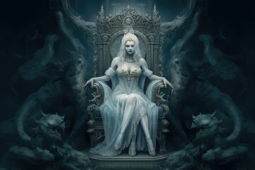 the queen king sits on the throne