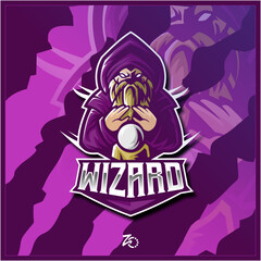 Wizard mascot esport logo design