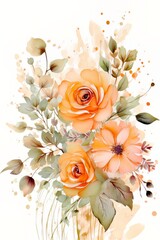 Watercolor floral design for birthday or women's day invitation card. Greeting card. Generative AI.