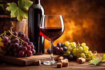 Fototapeta na wymiar wine food alcoholic glass alcohol background grape bottle winery beverage drink. Generative AI.