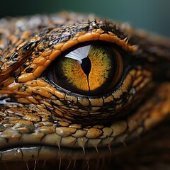 Fototapeta premium close up reptilian eye, generative ai