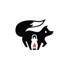 Fox Lantern Logo Vector Icon Illustration
