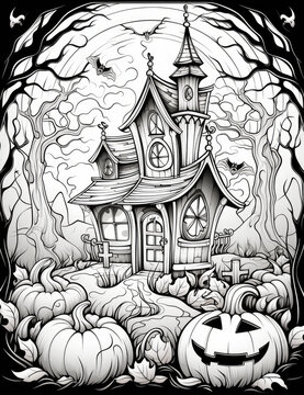 Halloween Coloring Book: Spooky Fun On 8.5x11 Page