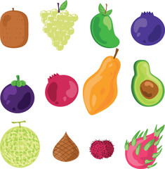 vegetable fruits vectors fresh organic summer tropical food products for farm agricultural market