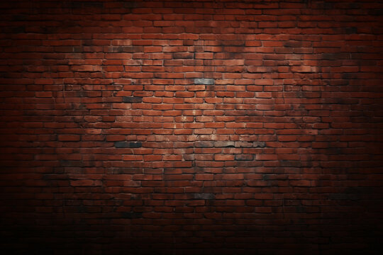 Fototapeta Old red brick wall background, wide panorama of masonry. Generative AI