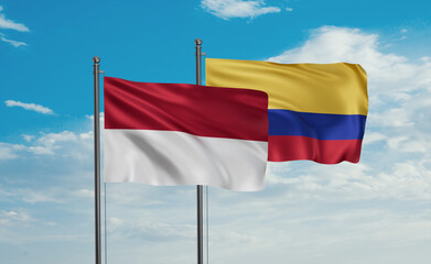 Colombia and Indonesia and Bali island flag