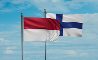 Finland and Indonesia and Bali island flag