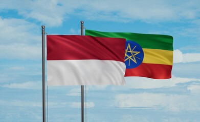 Fototapeta na wymiar Ethiopia and Indonesia and Bali island flag