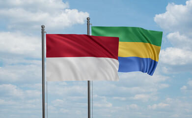 Gabon and Indonesia and Bali island flag