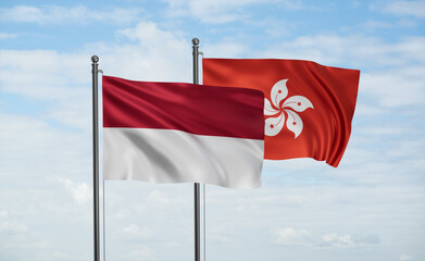 Hong Kong and Indonesia and Bali island flag