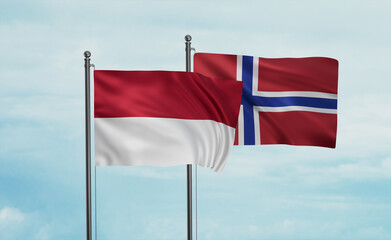 Norway and Indonesia and Bali island flag
