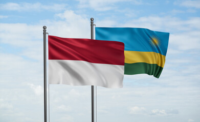 Rwanda and Indonesia and Bali island flag