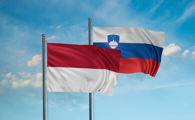 Slovenia and Indonesia and Bali island flag