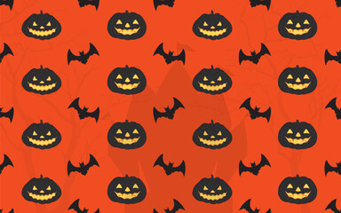 Halloween night background with dark pumpkins