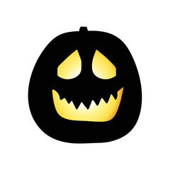 Halloween pumpkin silhouette illustration, jack o lantern, holiday selebration, light