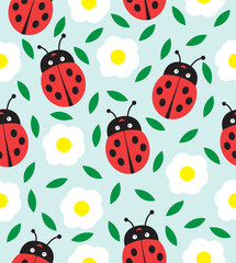 seamless pattern with ladybugs