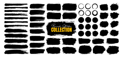 Big set of grunge paint brush stroke, grungy lines, frames, box and artistic design elements on white background. Ink splash, splatter and dirty watercolor texture for social media. Ornament design. - obrazy, fototapety, plakaty