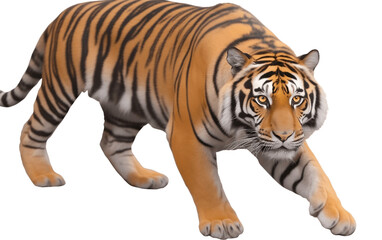 Fototapeta na wymiar Tiger Face Shot Isolated on Transparent Background. Generative AI