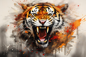 artistic portrait of a tiger