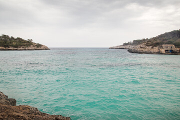 a small bay on the coastline of spain