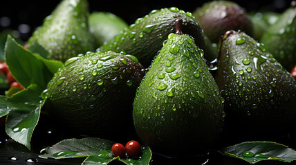 fresh green whole avocados peel