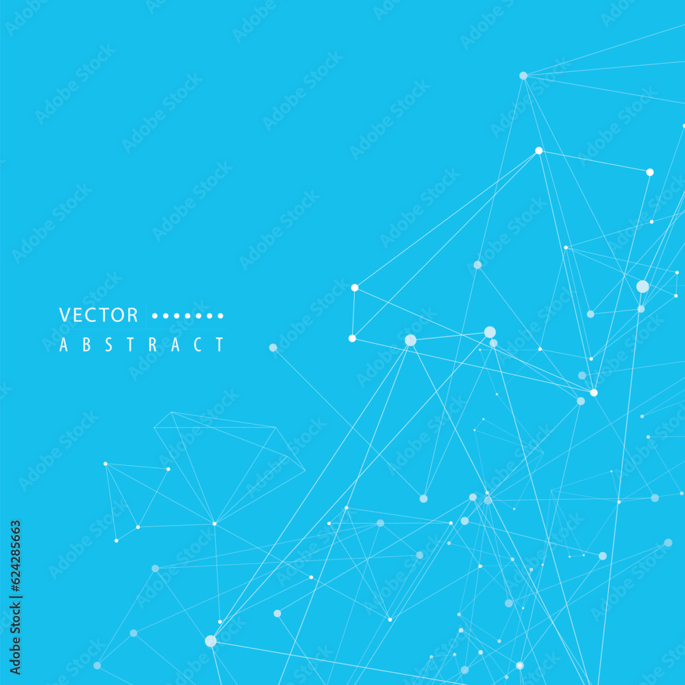 Poster atom geometric structure. abstract polygonal with connecting dots and lines. global connect element.