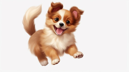 Playful puppy on white background