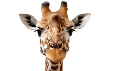 Isolated Giraffe Face Shot on Transparent Background. Generative AI