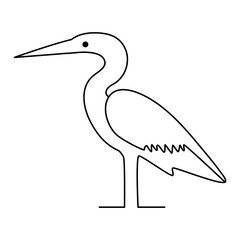 Fototapeta premium Heron bird single line drawing with bird line art vector design