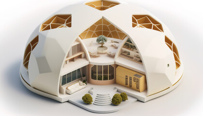 Creative Architectural Rendering of a Beautiful House with Designer Furniture - ai generated