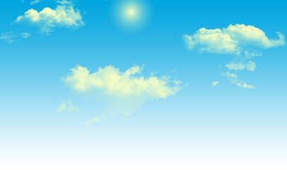 Naklejka na ściany i meble blue sky with clouds and sun. 