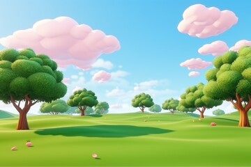 empty 3D cartoon background for kids and animation  generative ai creation 