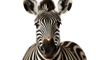 Isolated Zebra Face Shot on Transparent Background. Generative AI