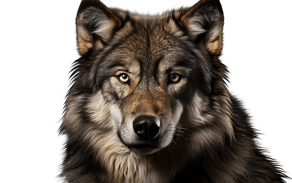 Isolated Wolf Face Shot on Transparent Background. Generative AI