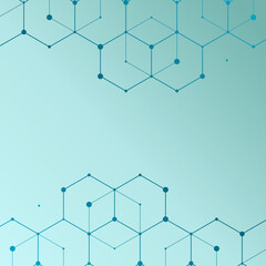 abstract hexagon line illustrations, artfully arranged as corner borders or framing element