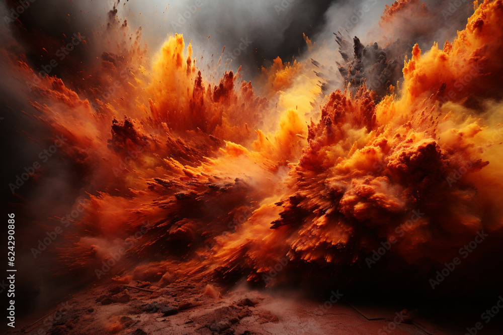 Aufkleber A photo art piece that captures the dynamic and ever-changing nature of volcanic eruptions. Generative AI.