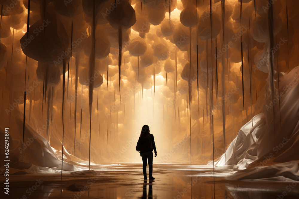Poster a mixed media installation that recreates the immersive experience of being in the path of a snow av